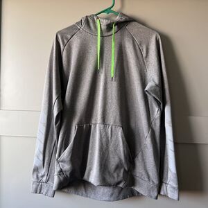Nike Therma-Fit Hoodie Mens Large Gray Pullover Neon Green Drawstring 811903-091